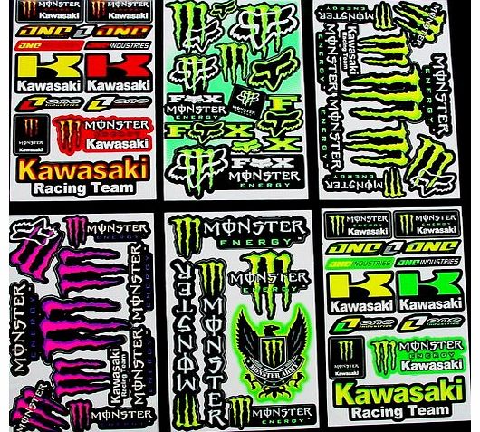 Sonic 6 Sheets Motocross stickers KL Rockstar bmx bike Scooter Moped army Decal MX Promo Stickers