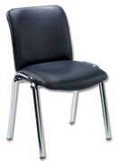 Reception Side Chair Leather Back H370mm Seat W490xD460xH480mm Black and Chrome