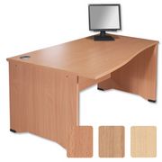 Sonix S5 1600 Panel-end Desk Wave Left-Hand W1600xD1000-800xH730mm Oak