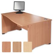 Sonix S5 1600 Panel-end Desk Wave Right-Hand W1600xD1000-800xH730mm Oak