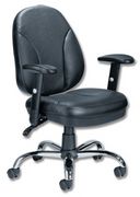 Trenton Operators Chair Leather-faced Back H500mm Seat W450xD440xH44-540mm Black