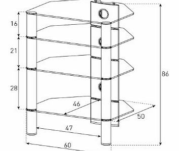 Sonorous Roxy RX2140 Black Glass and Silver Aluminium Hi-Fi Separates Rack
