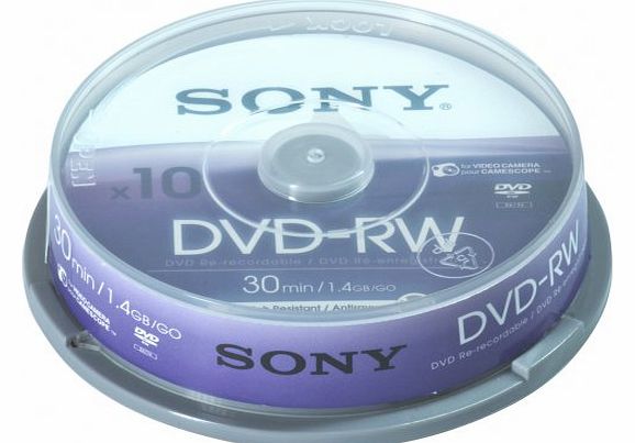 10 Pack 8cm DVD-RW 30 Min Spindle