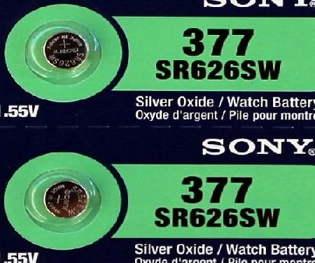 Sony 2PC Sony 377 SR626SW SR66 V377 Silver Oxide Watch Battery