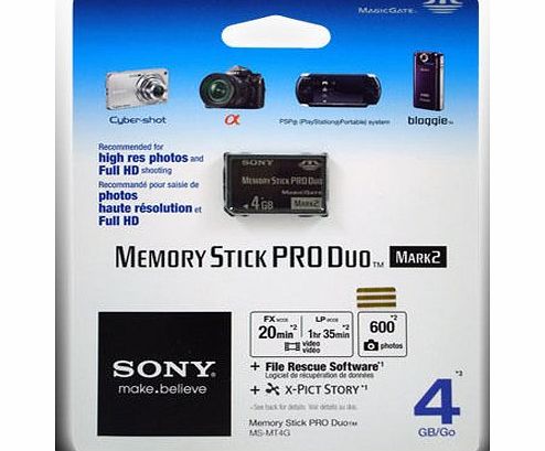 Sony 4Gb Memory Stick PRO Duo Mark 2 Card (No Adapter) - Retail Pack with Hologram