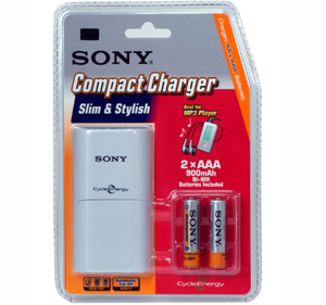 Sony Compact Charger for AA and AAA Batteries Inc. 2 x 900mAh AAA Batteries - #CLEARANCE