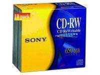 Sony Corporation CD-RW Media 10x 74Min 650MB 10 pack Slim case