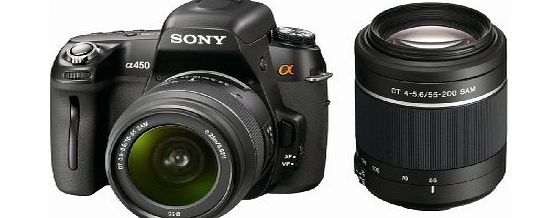 Sony DSLRA450Y Alpha Digital SLR Camera (14.2MP, 6.9cm LCD) with 18-55mm lens and 55-200mm