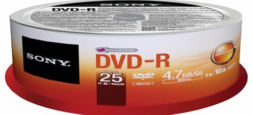 Sony DVD-R 4.7Gb Spindle Pack of 25 25DMR47SP