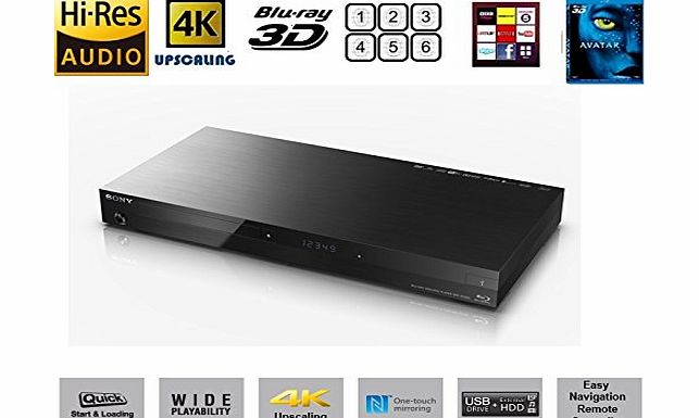 Sony  4K BDP-S7200 High End Blu-Ray player with MULTIREGION only DVD player for all regions (1, 2, 3, 4, 5, 6) With Super Wi-Fi amp; High-Resolution Audio 3D Blu-Ray Upscaler -Twin USB - Dual Core inc