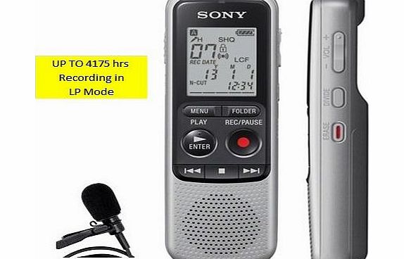 Sony  ICDBX140 MP3 DIGITAL DICTATION (IC RECORDER) MACHINE / DICTAPHONE - 4GB BUILT IN MEMORY (UP TO 4175 Hours Long PLay) - SIMPLE OPERATION- BUILT IN SPEAKER - INCLUDING HIGH QUALITY EXTERNAL MICROPH