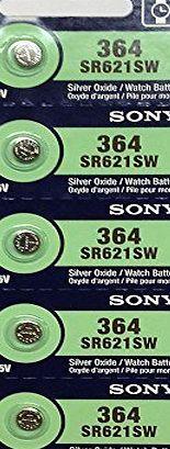 Sony Watch Battery Button cell SR621SW SR-621SW 364 (Pack of 5)