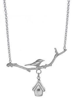 Silver Lovebird Branch Necklace By Sonya Bennett