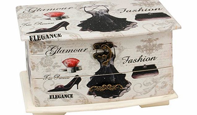 Sophia Little Black Dress design Jewellery Box with Lid and Drawer