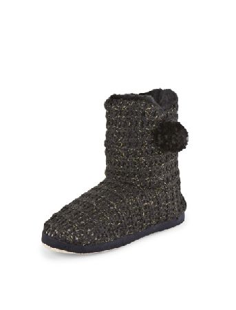Sorbet Fur Lined Knitted Slipper Boots