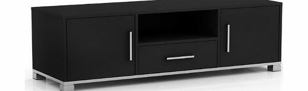 SORRENTO TV Stand Entertainment Unit 1 Drawer 2 Door Black Cabinet Flat Screen Sorrento