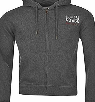 Soul Cal SoulCal Mens Full Zip Drawstring Soft Brushed Lining Long Sleeves Hoody Charcoal Marl XXL