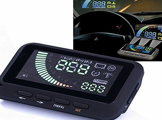 Sourcingbay Head Up Display System Vehicle-mounted HUD OBD Projection Display Car Speed With Gear shift reminding / Over speed alarm / Water temperature alarm / Voltage alarm
