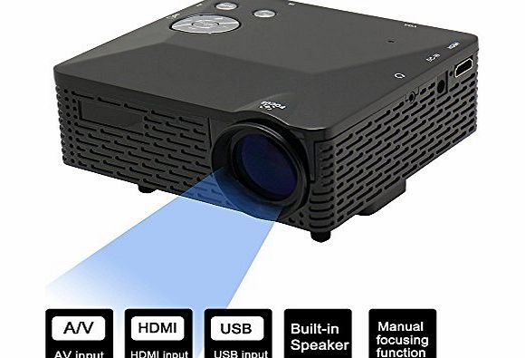 Portable Mini HDMI LED Projector Cinema Theater For Iphone/Ipad Support AV/VGA/USB/SD/HDMI Input Black
