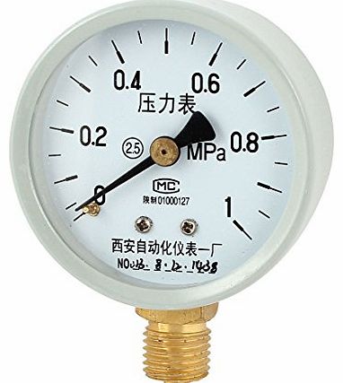 Sourcingmap 1/4PT Thread 0-1Mpa Pneumatic Air Pressure Measuring Gauge Light Gray