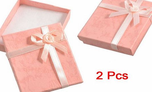 Sourcingmap 2 x Bowtie Accent Cardboard Gift Cases Present Boxes Bracelet Holder Peach Pink