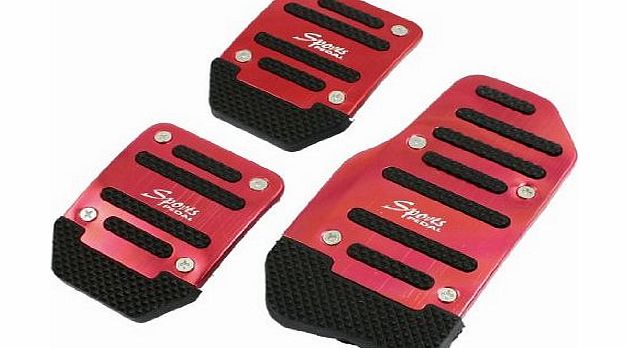 Sourcingmap 3 Pcs Black Red Metal Plastic Nonslip Pedal Cover Set for Car