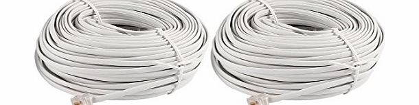 Sourcingmap 30M 98ft RJ11 6P4C Telephone Extension Cable Connector Off White