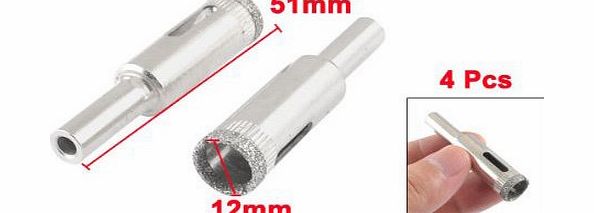 Sourcingmap 4 Pcs 12mm Dia Diamond Coated Drill Bit Marble Tile Glass Hole Saw Cutter Tool
