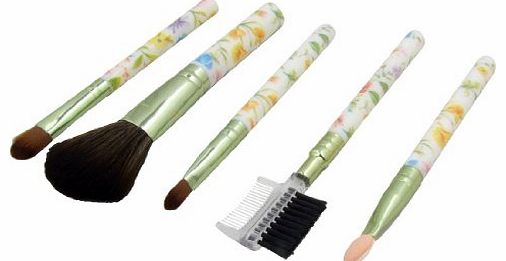 Sourcingmap 5 in 1 Flower Printed Handle Facial Makeup Tools Set