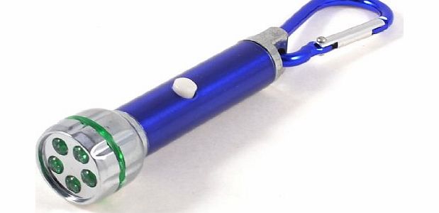 Sourcingmap Blue Shell White Light 5 LEDs Mini Pocket Flashlight w Carabiner Hook