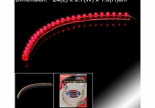 Sourcingmap Car Vehicle Waterproof Flexible Red 24 LED Strip Light Lamp 9.4``
