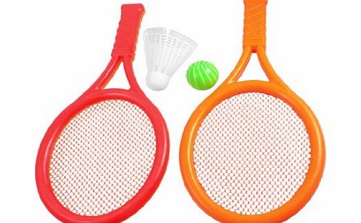 Sourcingmap Children Play Game Orange Red Plastic Tennis Badminton Racket Toy Set