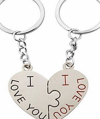 Sourcingmap I Love You Design Pair Couple Key Chain with Heart Pendant
