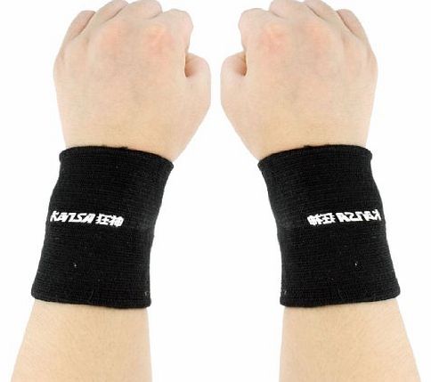 Sourcingmap Pair Black Knit Elastic Wrist Support Sports Protective Equipment Basketball