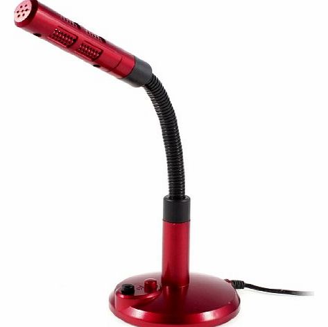 Red Black Flexible Goose Neck USB 2.0 Plug Mic Microphone for Desktop Computer