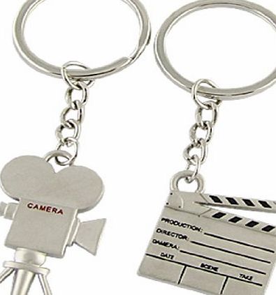 Sourcingmap Silver Tone 2 Pcs Film Clipboard Camera Key Chain Ring