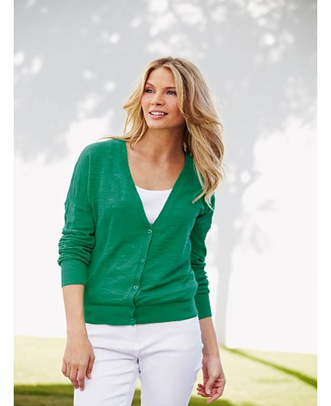 Cotton Slub V Neck Cardigan
