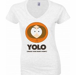 South Park Kenny Yolo White Womens T-Shirt Large
