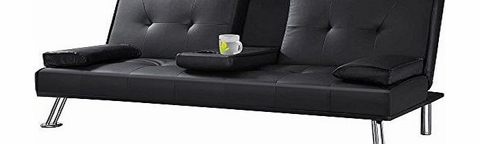 Southern Sofa Beds Cheap Faux Leather TV Cinema Sofa Bed on Chrome Legs with Pull Down Drinks Holder by Southern Sofa Beds (Brown)