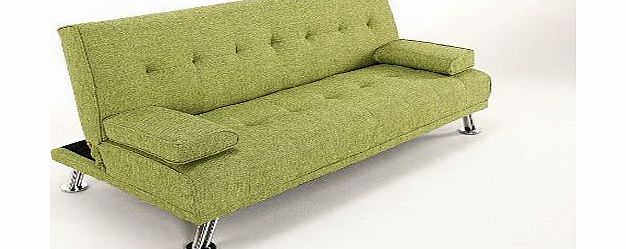 Southern Sofa Beds Havana Fabric Italian Venice Style Sofa Bed Futon on Chrome Legs. 2 Seater Sofa (Green)