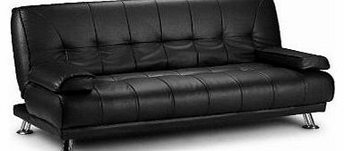 Southern Sofa Beds Venice Faux Leather Sofa Suite Sette Sofabed with Chrome Feet (Black)