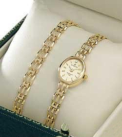 Sovereign Ladies 9CT Gold Hallmarked Gold Plated Watch and Bracelet Gift Set - Jewellery