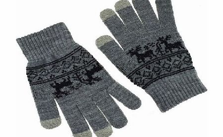 Soxwich Mens Fairisle designer Iphone IPad HTC touch screen Gloves (Light Grey)