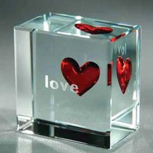 Spaceform Love Glass Paperweight
