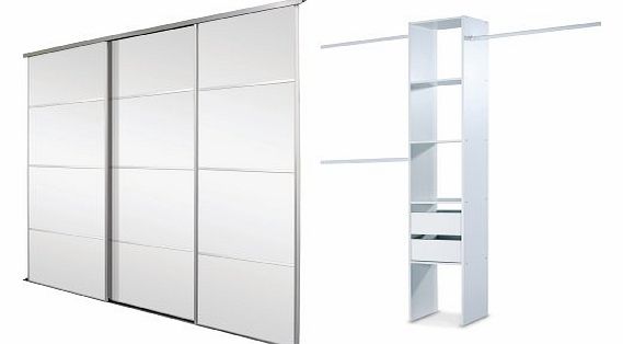 SpacePro Triple, 4 Panel Silver Framed Mirror, Sliding Wardrobe Door Kit. Up to 2235mm (7ft 4ins) wide.