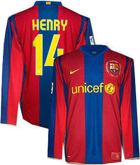 Spanish teams Nike 07-08 Barcelona L/S home (Henry 14)