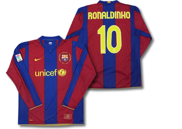 Spanish teams Nike 07-08 Barcelona L/S home (Ronaldinho 10)