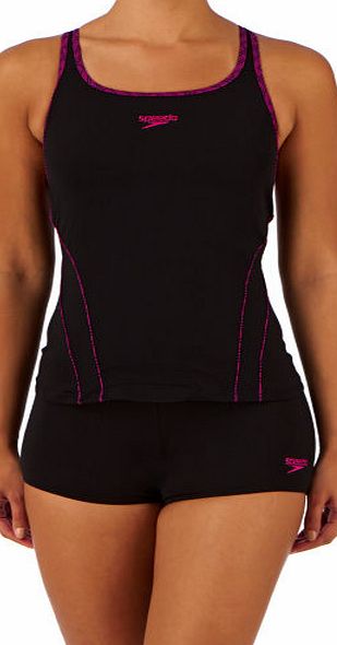 Speedo Womens Speedo Speed Fit Tankini Set - Black/pink