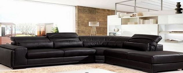 Speedy HAVANA CHAISE CORNER SUITE IN BLACK LEATHER