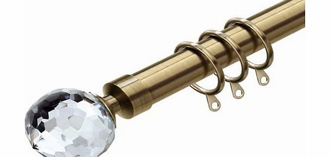 Speedy Pristine Crystal Extendable Pole Set Size: 120 cm - 210 cm W, Finish: Antique Brass